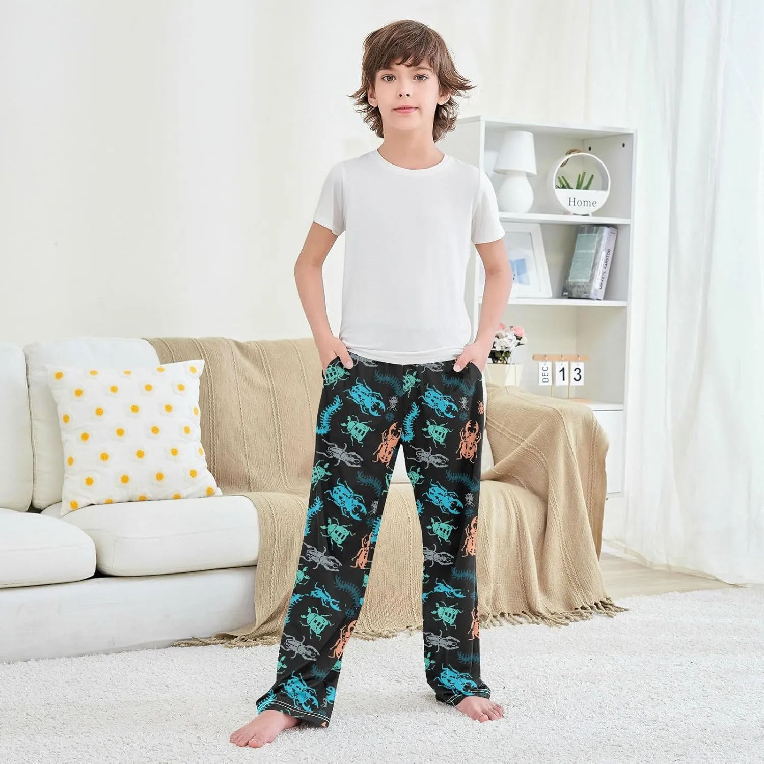 Happy Snowman Boys Track Pants Santa Hat Winter Snowflake Toddler Casual Pants Kids Athletic Pants for 6-8 Years