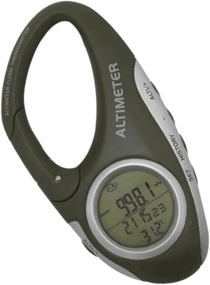 Happyyami Handheld Altitude Meter Barometer Outdoor Climbing Carabiner Thermometer for Adventure