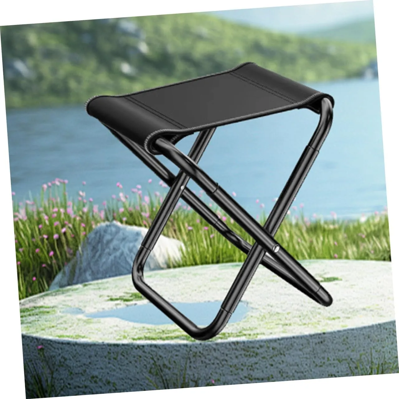 Healifty Foldable Outdoor Stool Camping Chair Portable Small Seat Lightweight Easy to Carry for Hiking Camping