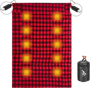 Heated Sleeping Bag pad, Heated Sleeping Bag Liner, Type-C Input, 5 5 Heating Zones, Operated by Power Bank (Battery NOT Included) or Other USB Power Supply. Type-C.