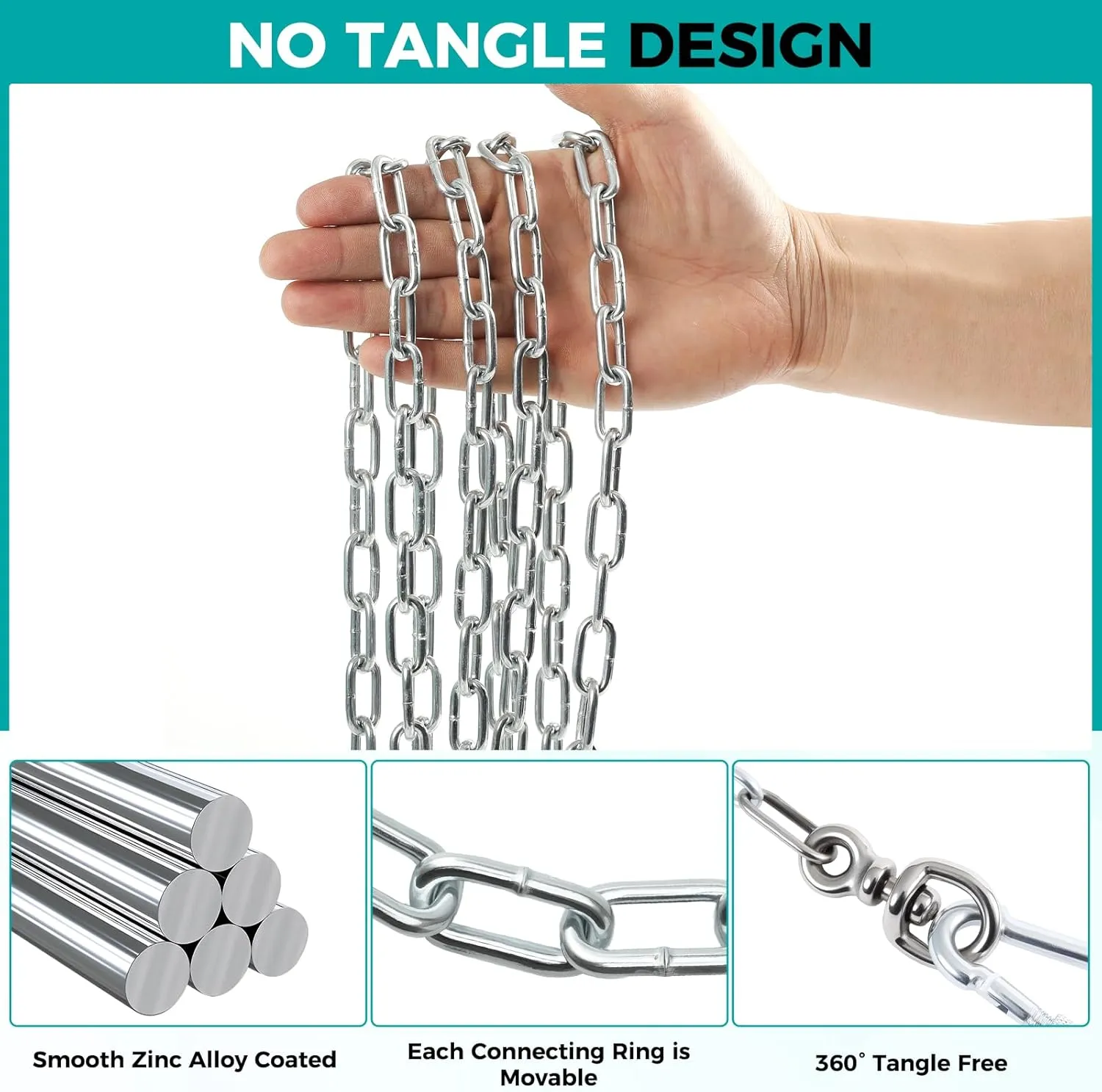 Heavy Duty 40FT Dog Chain for Yard & Outside – 4MM Metal Tie Out Leash with Swivel Hook, Rust-Proof Outdoor Runner for Medium to Large Dogs up to 100 Lbs