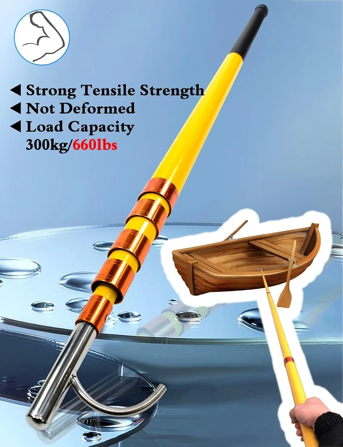 Heavy Duty Boat Hooks for Docking Telescopic Floating, Commercial Rust-Resistant Rescue Hook with 4/5/ 6 M Super Light Long Handle, Trailer Truck Cargo Grabber Tool(6pack,6M/19.7FT)