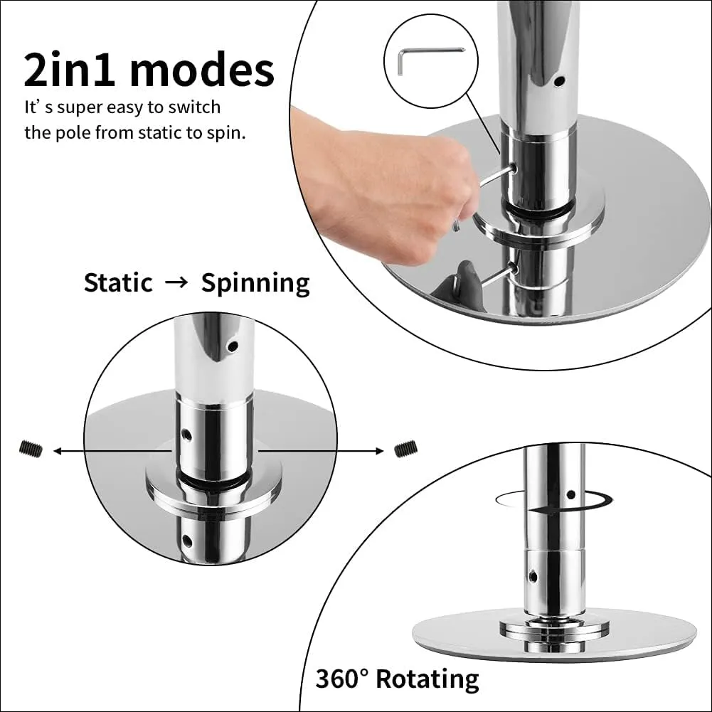 Height Adjustable Permanent Dance Pole with Fixed Plate Enhanced Safety and Stability for Home Dancing