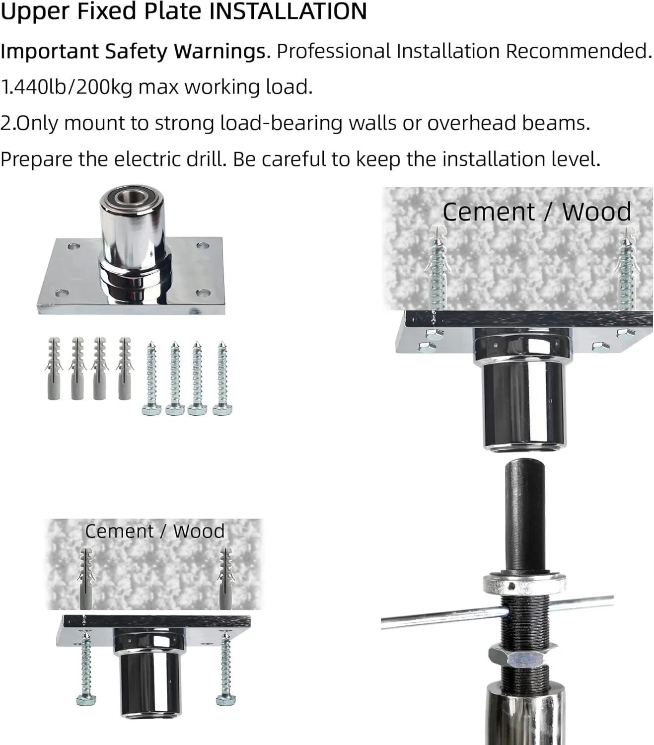 Height Adjustable Permanent Dance Pole with Fixed Plate Enhanced Safety and Stability for Home Dancing