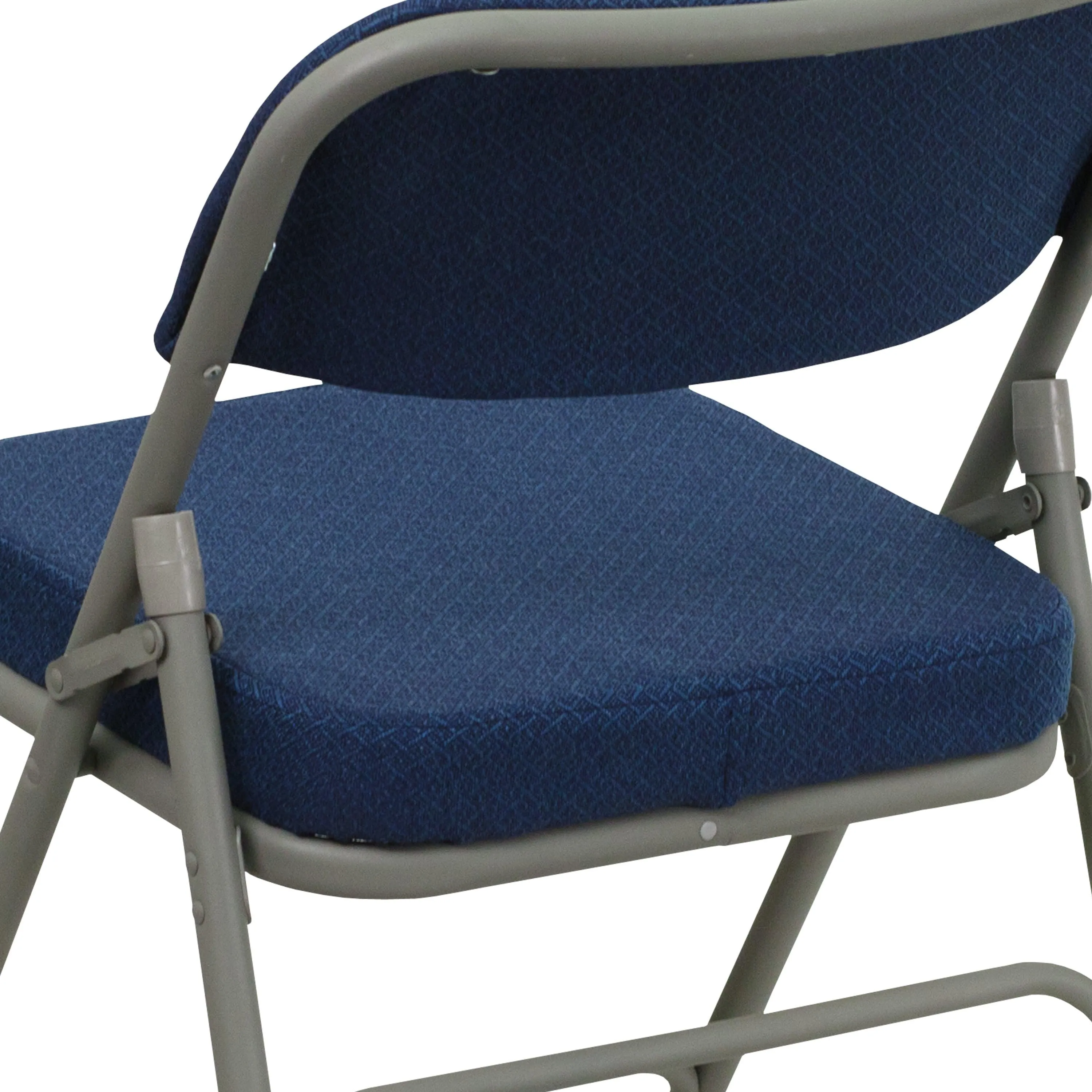 HERCULES Series 18.5"W Premium Curved Triple Braced & Double Hinged Fabric Upholstered Metal Folding Chair