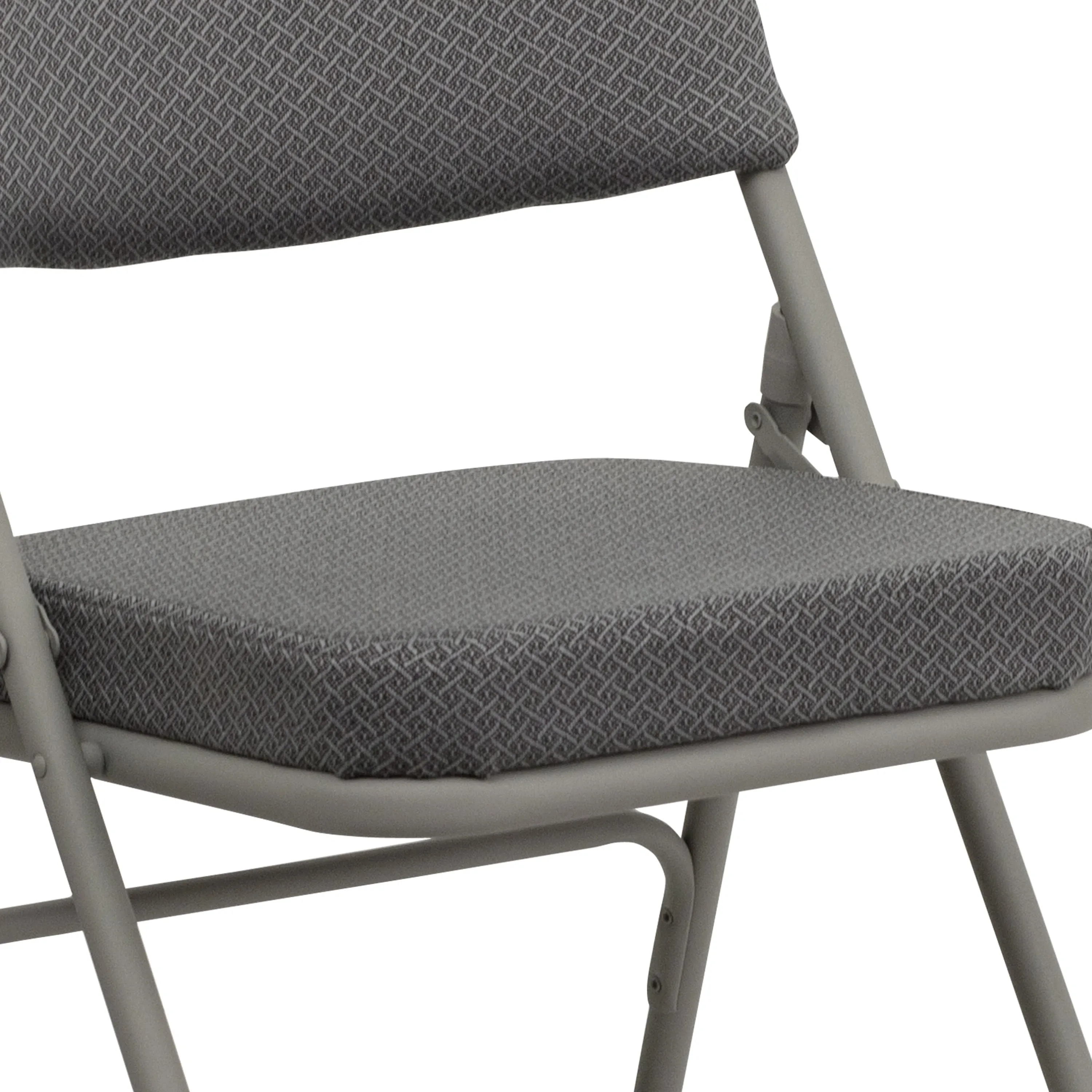 HERCULES Series 18.5"W Premium Curved Triple Braced & Double Hinged Fabric Upholstered Metal Folding Chair