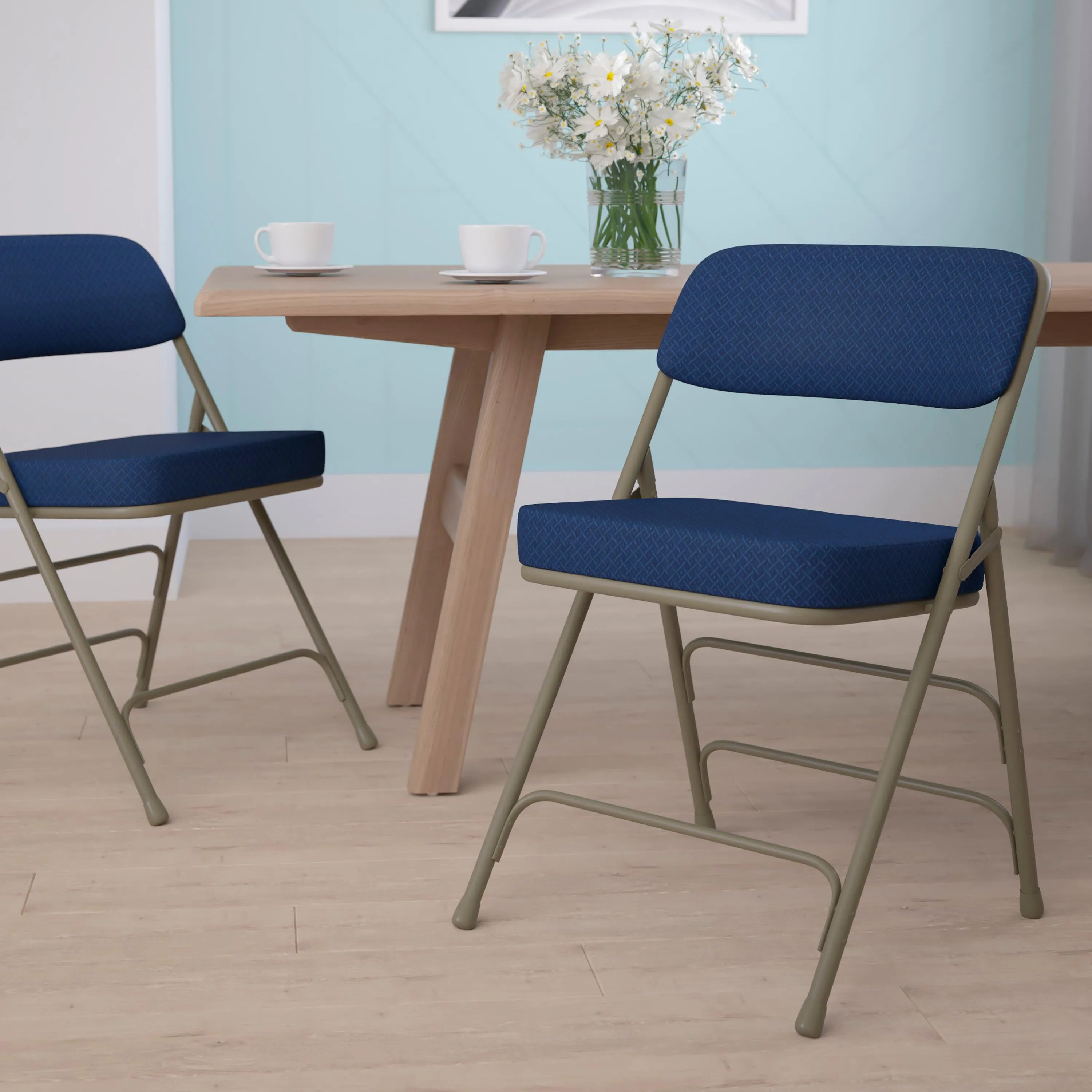 HERCULES Series 18.5"W Premium Curved Triple Braced & Double Hinged Fabric Upholstered Metal Folding Chair