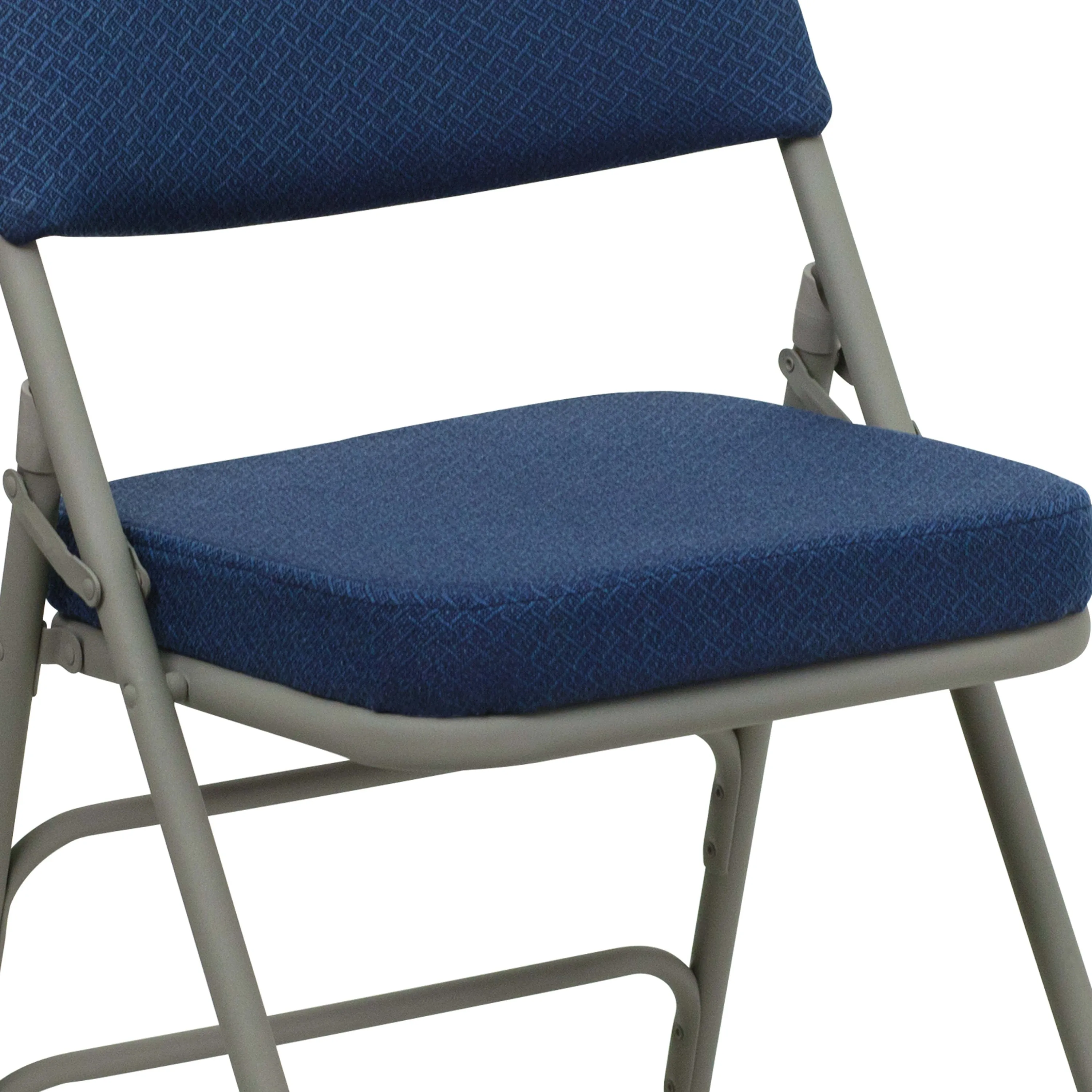 HERCULES Series 18.5"W Premium Curved Triple Braced & Double Hinged Fabric Upholstered Metal Folding Chair