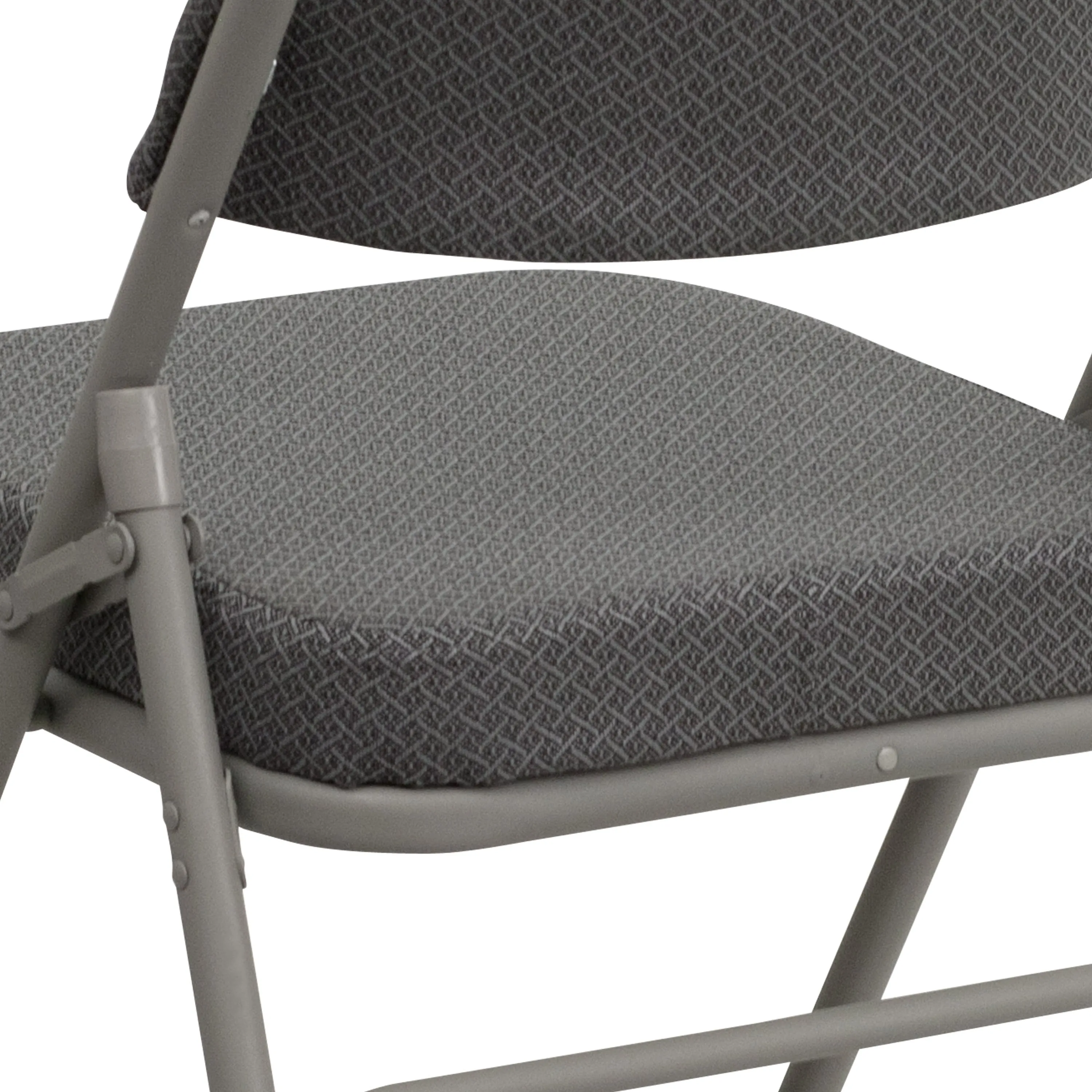 HERCULES Series 18.5"W Premium Curved Triple Braced & Double Hinged Fabric Upholstered Metal Folding Chair