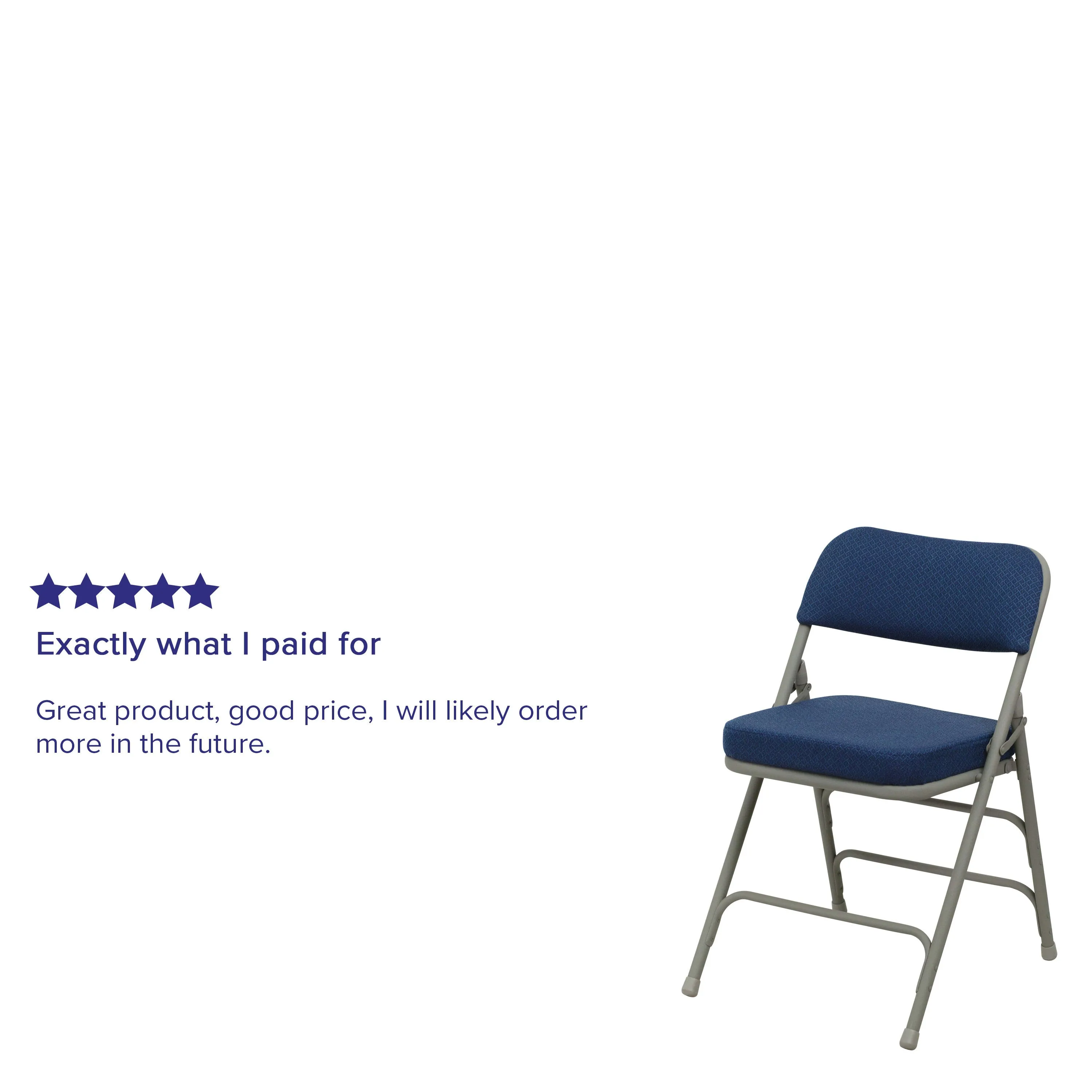 HERCULES Series 18.5"W Premium Curved Triple Braced & Double Hinged Fabric Upholstered Metal Folding Chair