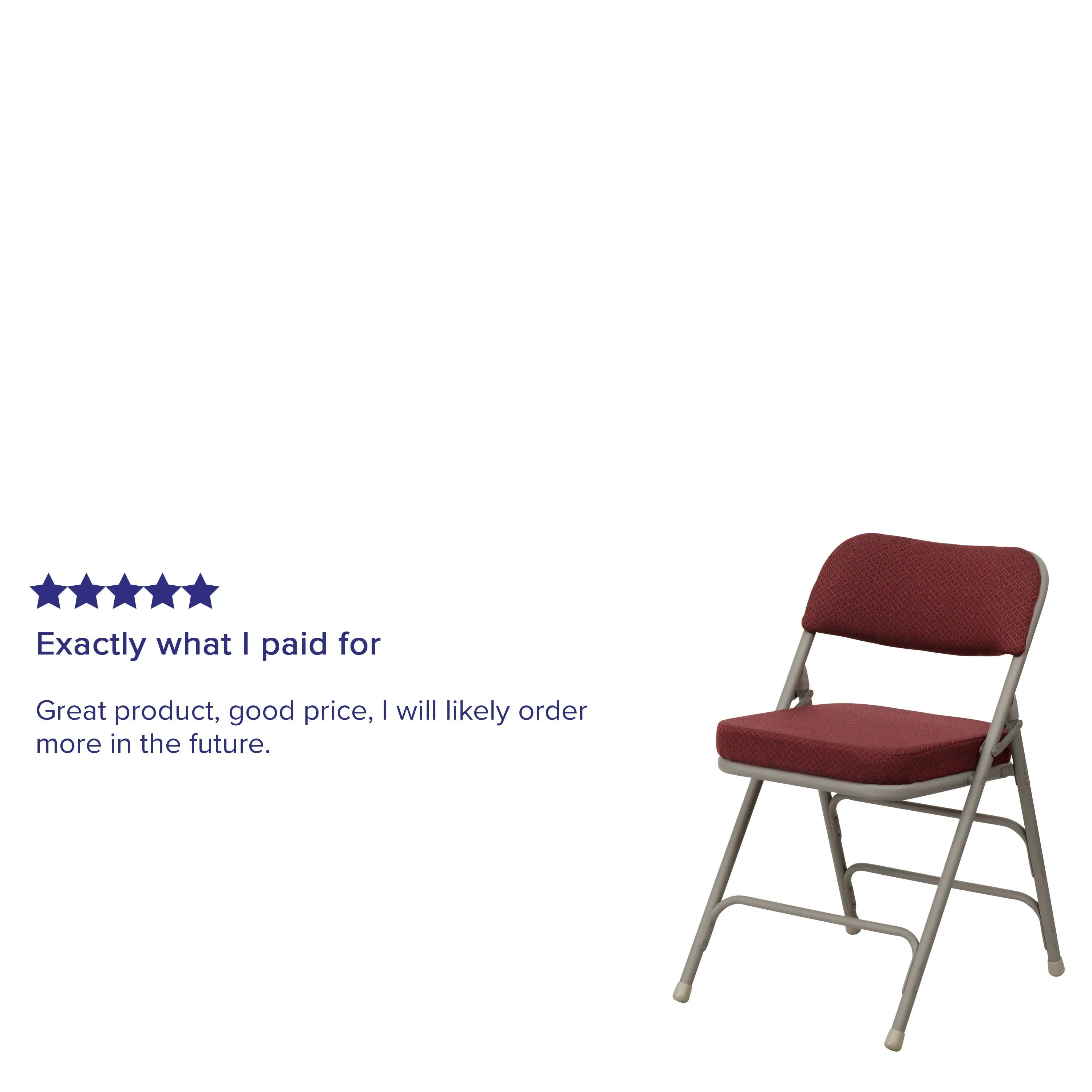 HERCULES Series 18.5"W Premium Curved Triple Braced & Double Hinged Fabric Upholstered Metal Folding Chair