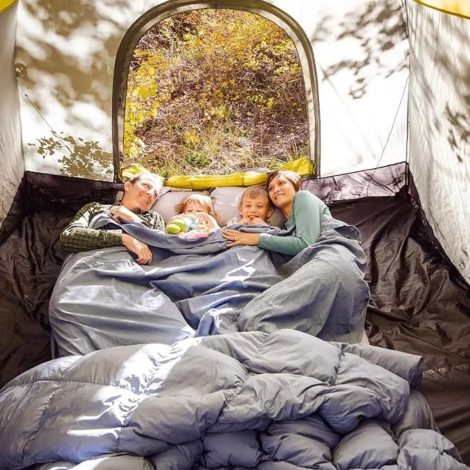 HEST Double Top Sheet - Compatible Double Down Comforter - Cozy Outdoor Ready Camping Sheet - Non-Slip Tucked Corner Flaps & Toggles - 80" x 88"
