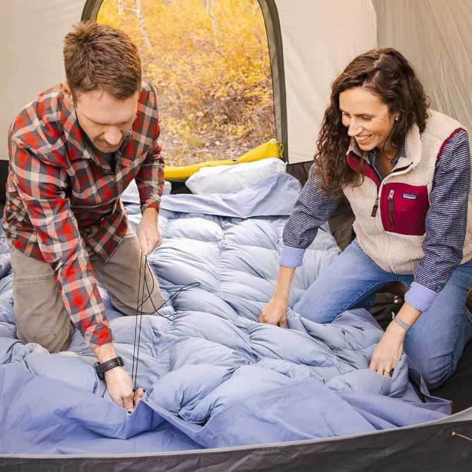 HEST Double Top Sheet - Compatible Double Down Comforter - Cozy Outdoor Ready Camping Sheet - Non-Slip Tucked Corner Flaps & Toggles - 80" x 88"