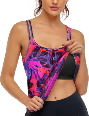 Hibelle Women's Workout Yoga Racerback Tank Tops with Built in Shelf Bra