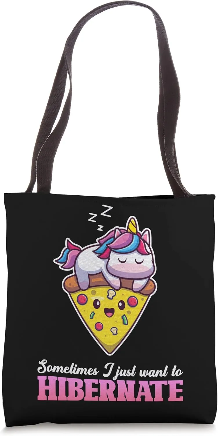 Hibernation I Want To Hibernate Funny Unicorn Nap Sleeping Tote Bag