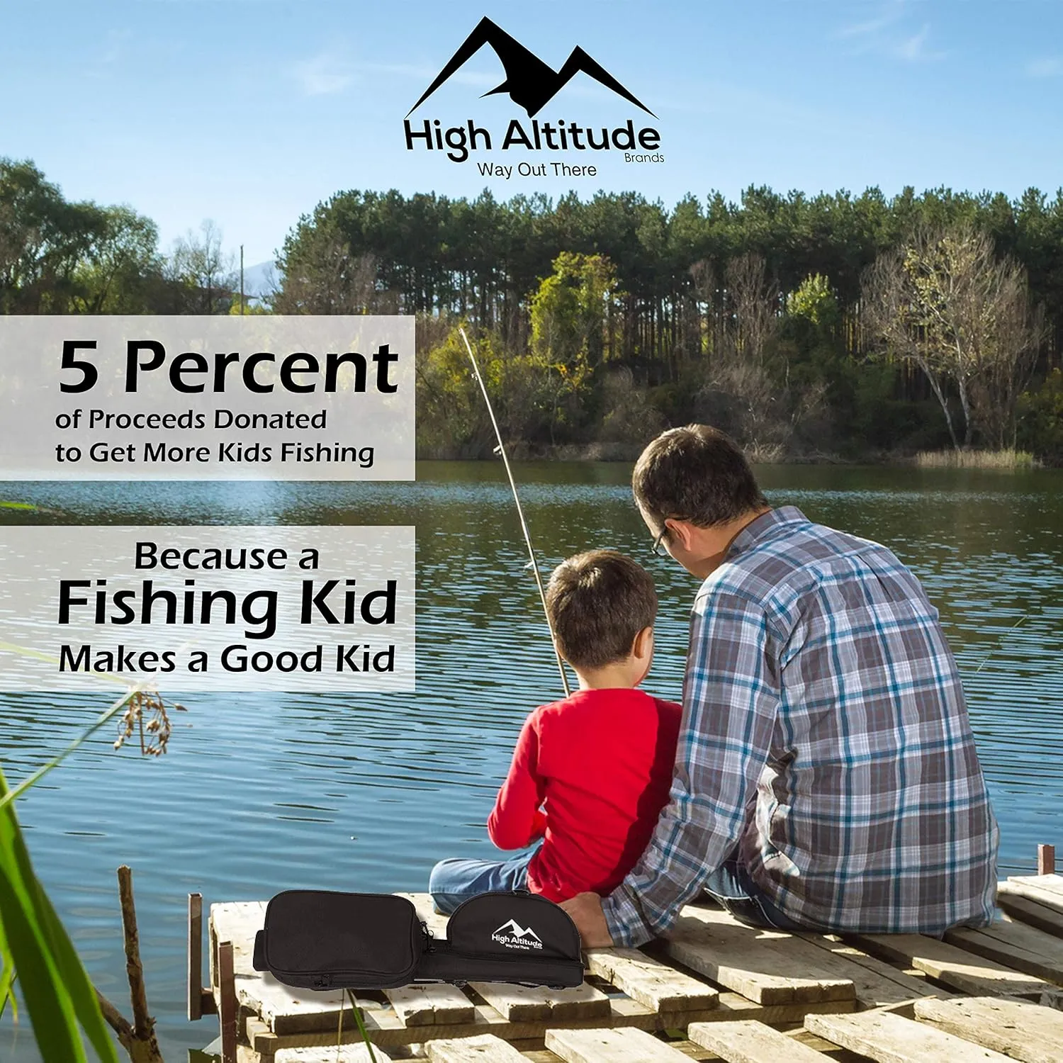 High Altitude Brands Lightweight Portable Telescopic Fishing Pole, Case and Available with Spinning Reel Rod Combo, Motorcycle, Car, Hiking, Backpacking, Wheelchair Travel Gear, Collapsible Poles