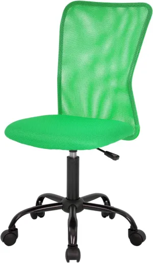 Home Office Chair Mid Back Mesh Desk Chair Armless Computer Chair Ergonomic Task Rolling Swivel Chair Back Support Adjustable Modern Chair with Lumbar Support (Green)