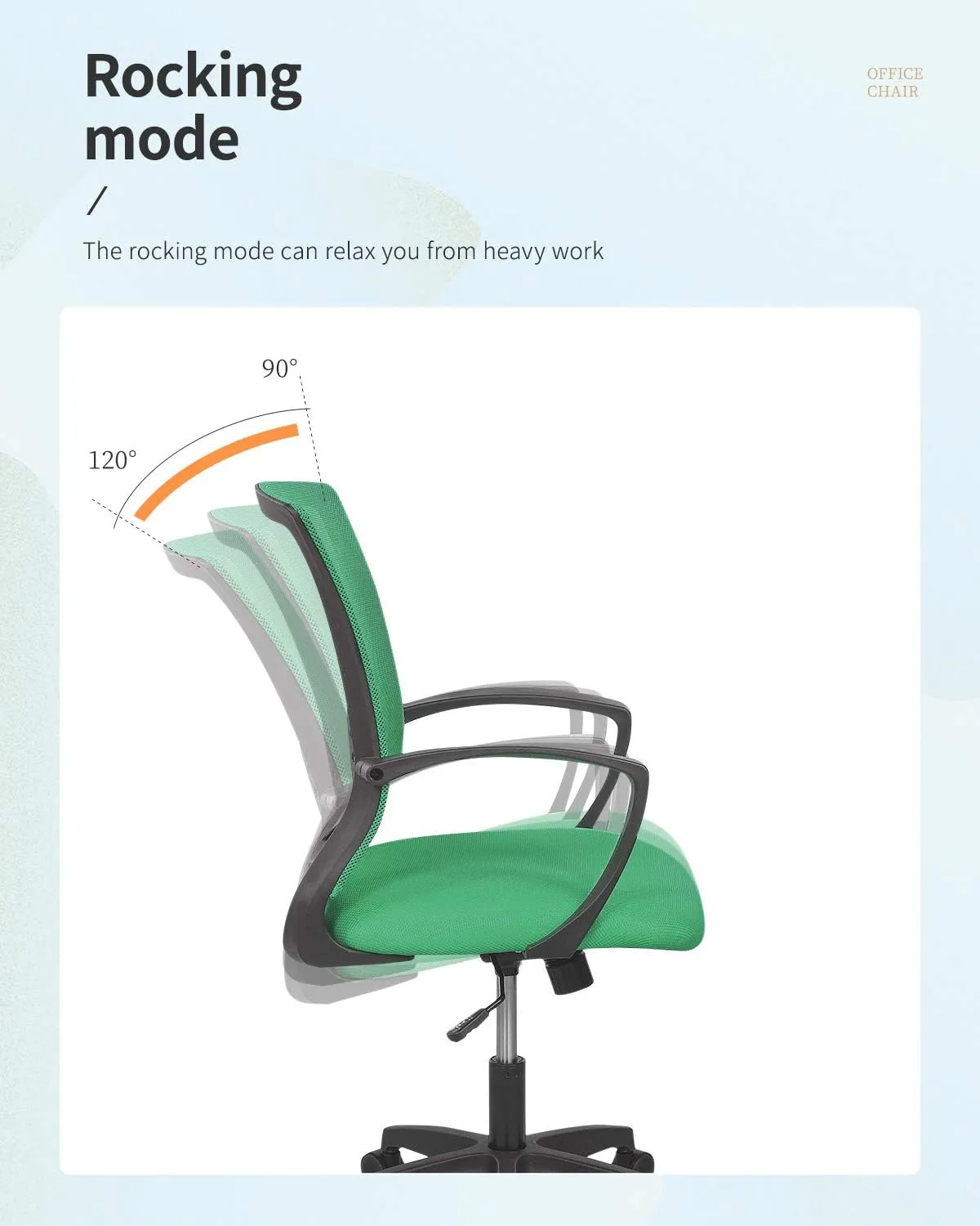 Home Office Chair Mid Back PC Swivel Lumbar Support Adjustable Desk Task Computer Ergonomic Comfortable Mesh Chair with Armrest (Green)