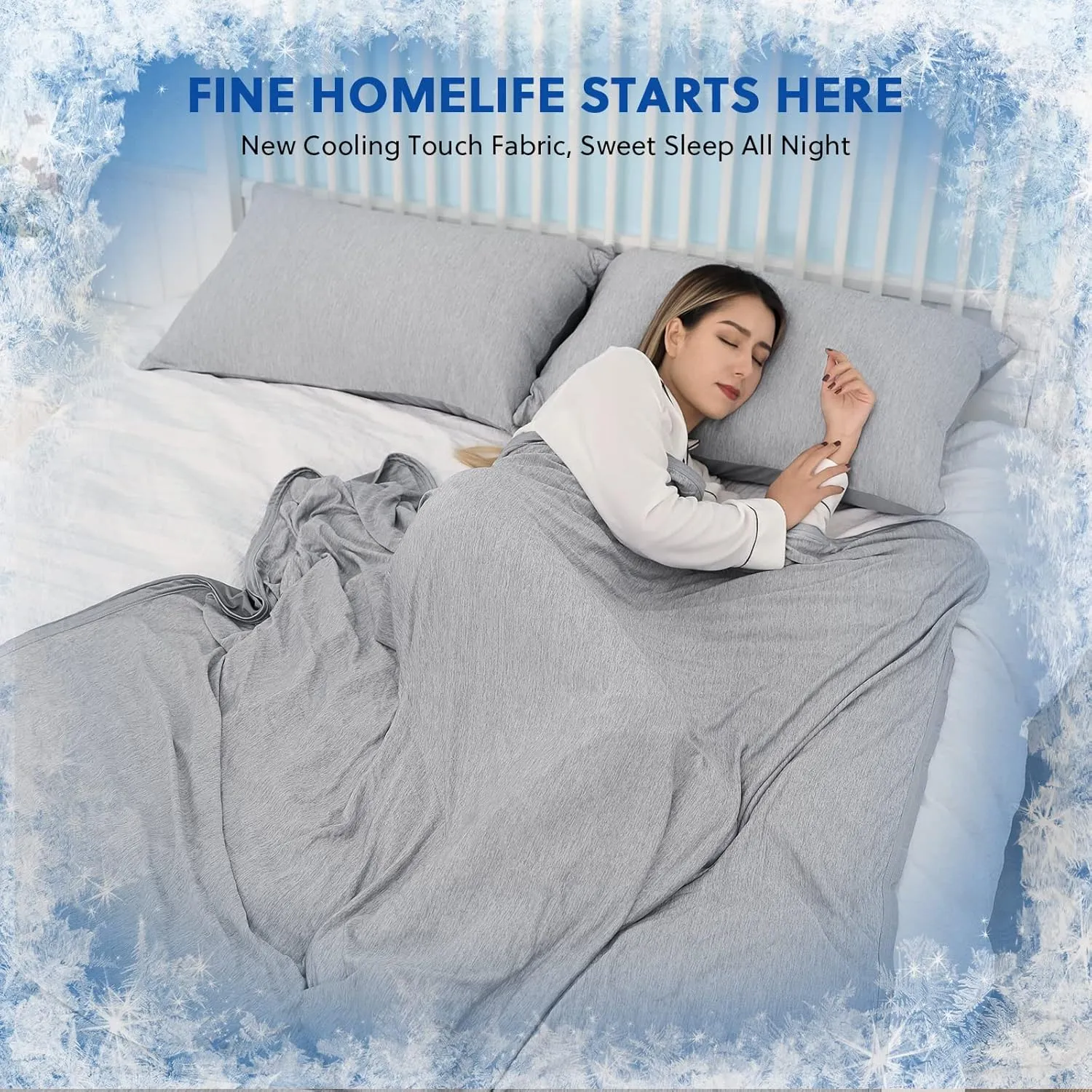 HOMFINE Cooling Blankets for Hot Sleepers - Summer Blanket Thin Lightweight Breathable Soft Double Side Enhanced Cooling for Bed Couch Sofa, Keep Cool for Night Sweats (Grey, 60 x 80 inches)