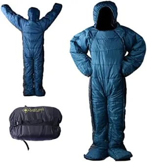 Human Sleeping Bags for Adults Backpacking Hiking Camping Cotton Liner, Mummy Sleeping Bag with Arm Legs, Warm Cold Weather 4 Seasons,XL