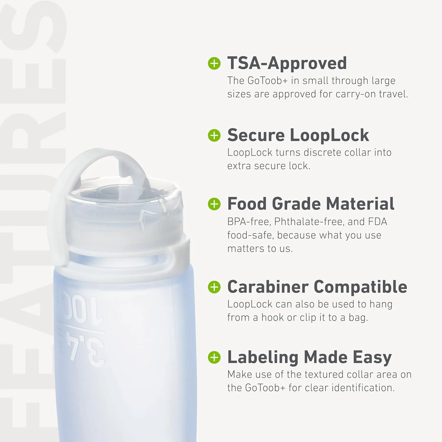 humangear GoToob  3-Pack (Medium) | Refillable Silicone Travel Bottle | Locking Lid | Food-Safe Material, Clear/Purple/Teal, Medium (2.5 fl.oz.; 74ml)