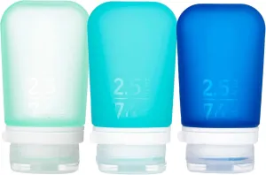 humangear GoToob  3-Pack (Medium) | Refillable Silicone Travel Bottle | Locking Lid | Food-Safe Material | Mint/Aqua/Teal, Medium (2.5 fl.oz.; 74ml)