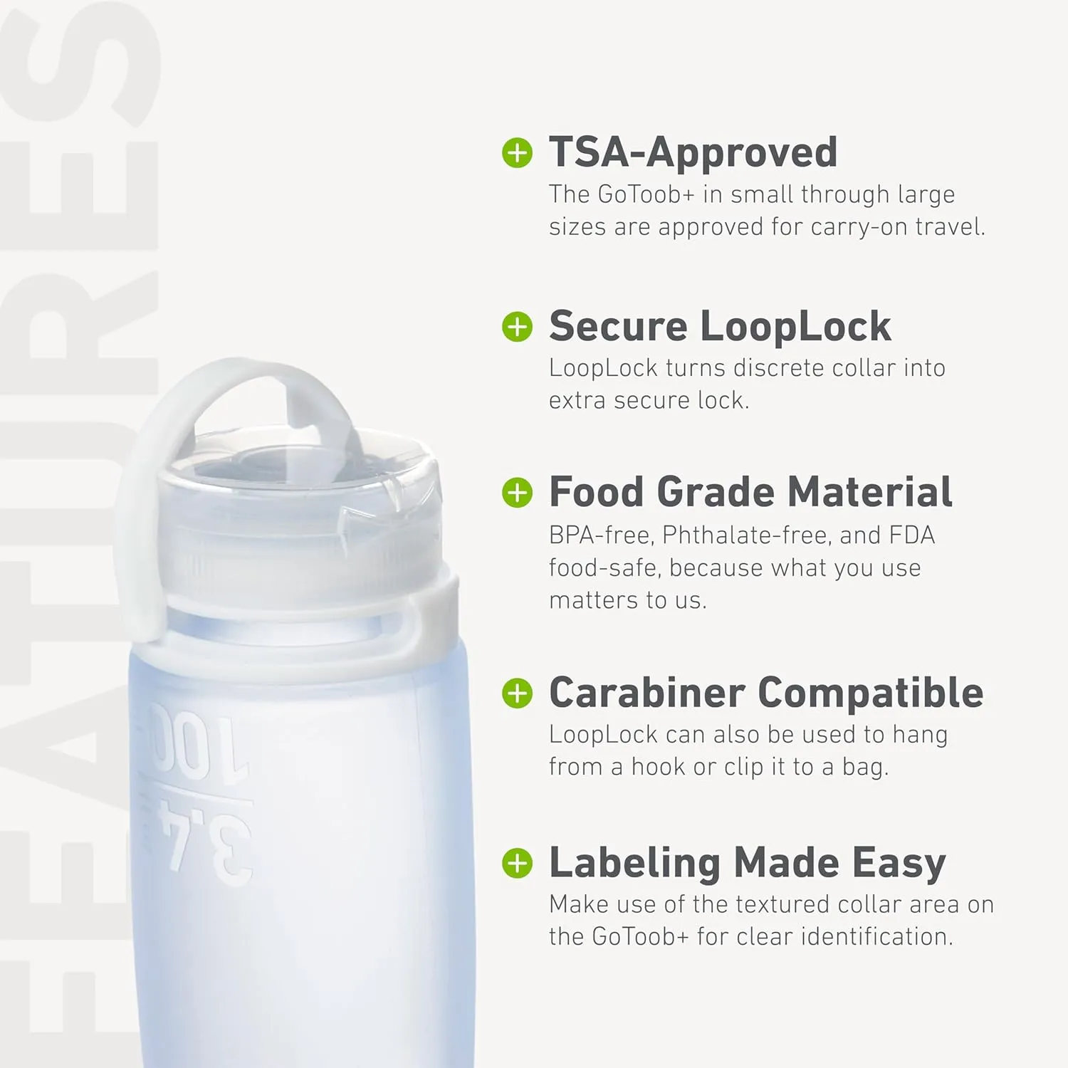 humangear GoToob  3-Pack (Small) | Refillable Silicone Travel Bottle | Locking Lid | Food-Safe Material, Clear/Green/Blue, Small (1.7 fl.oz; 53ml)