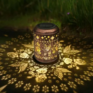 Hummingbird Solar Lanterns Metal Outdoor Waterproof Hanging Solar Light Hummingbird Gifts for Women Mother Grandmom Bird Lover Decor Lamp for Yard Garden Patio Lawn Tabletop Pathway Bronze 1 Pack