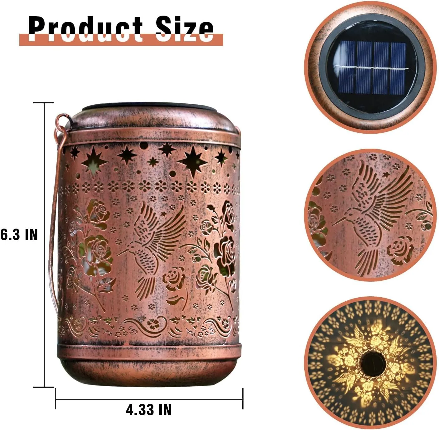 Hummingbird Solar Lanterns Metal Outdoor Waterproof Hanging Solar Light Hummingbird Gifts for Women Mother Grandmom Bird Lover Decor Lamp for Yard Garden Patio Lawn Tabletop Pathway Bronze 1 Pack