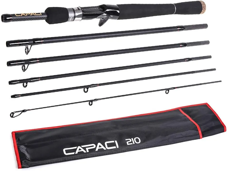 HXBER 2.1m / 2.4m 6 Sections Carbon Casting Fishing Rod Lure Fishing Rod Hand Pole Fishing Tackle