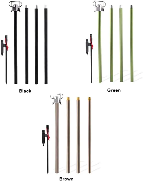 HXBER Folding Aluminum Alloy Lamp Pole Adjustable Lantern Holder Rod for Camping Hiking Fishing Backpacking