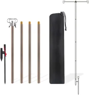 HXBER Folding Aluminum Alloy Lamp Pole Adjustable Lantern Holder Rod for Camping Hiking Fishing Backpacking