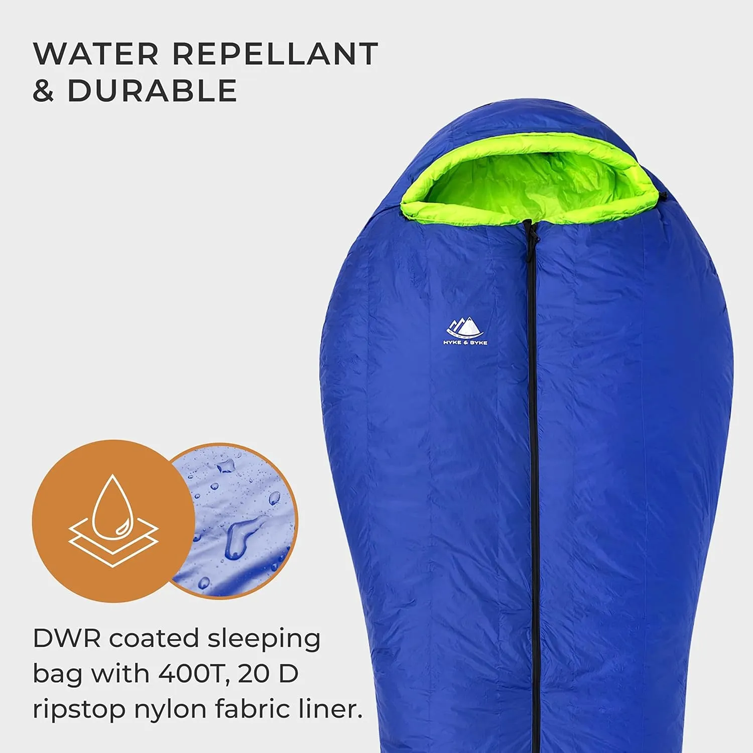 Hyke & Byke Antero 0 F Hiking & Camping Hammock Sleeping Bag - 4 Season, 800FP Goose Down Sleeping Bag - Ultralight