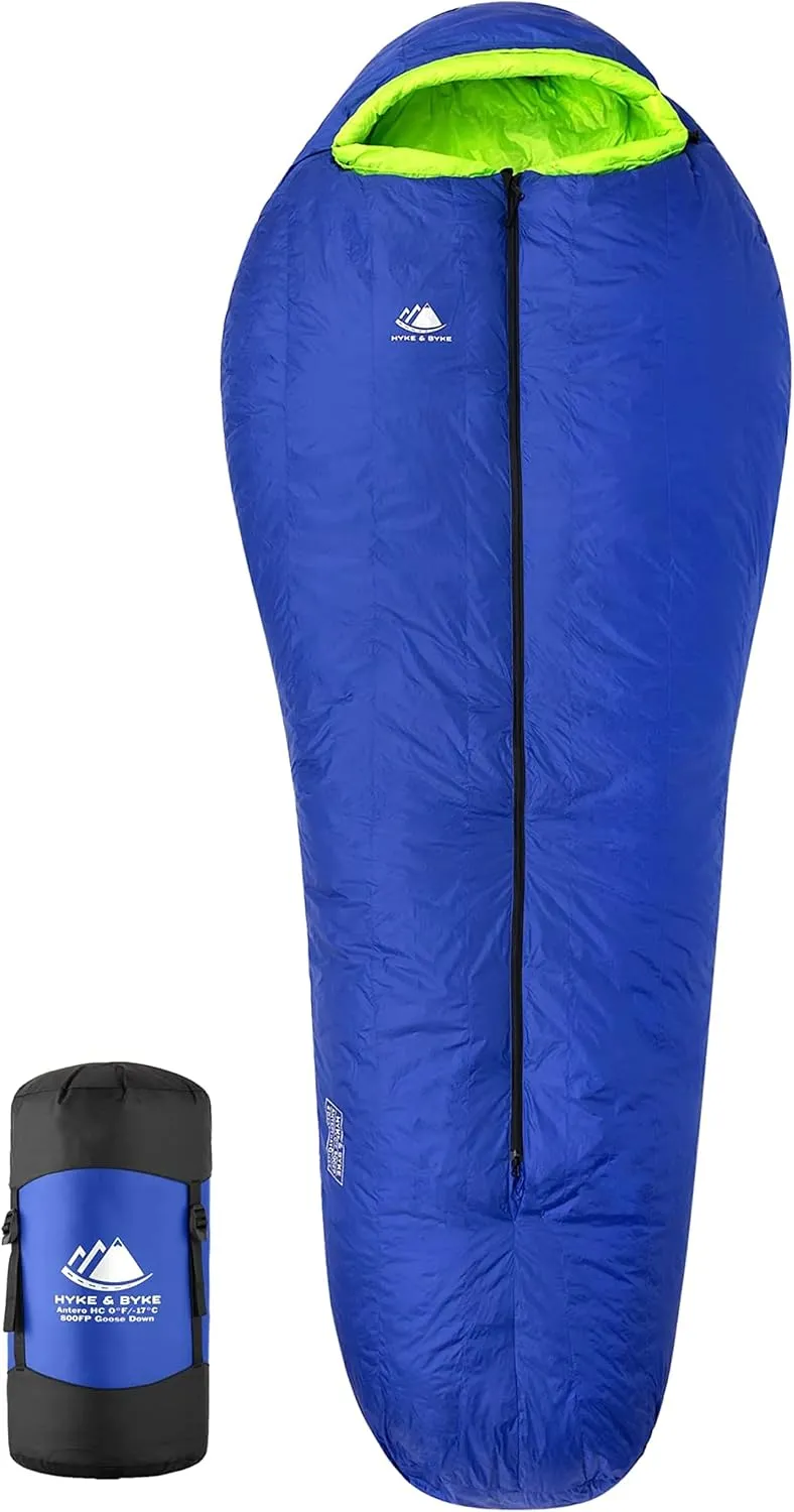 Hyke & Byke Antero 0 F Hiking & Camping Hammock Sleeping Bag - 4 Season, 800FP Goose Down Sleeping Bag - Ultralight