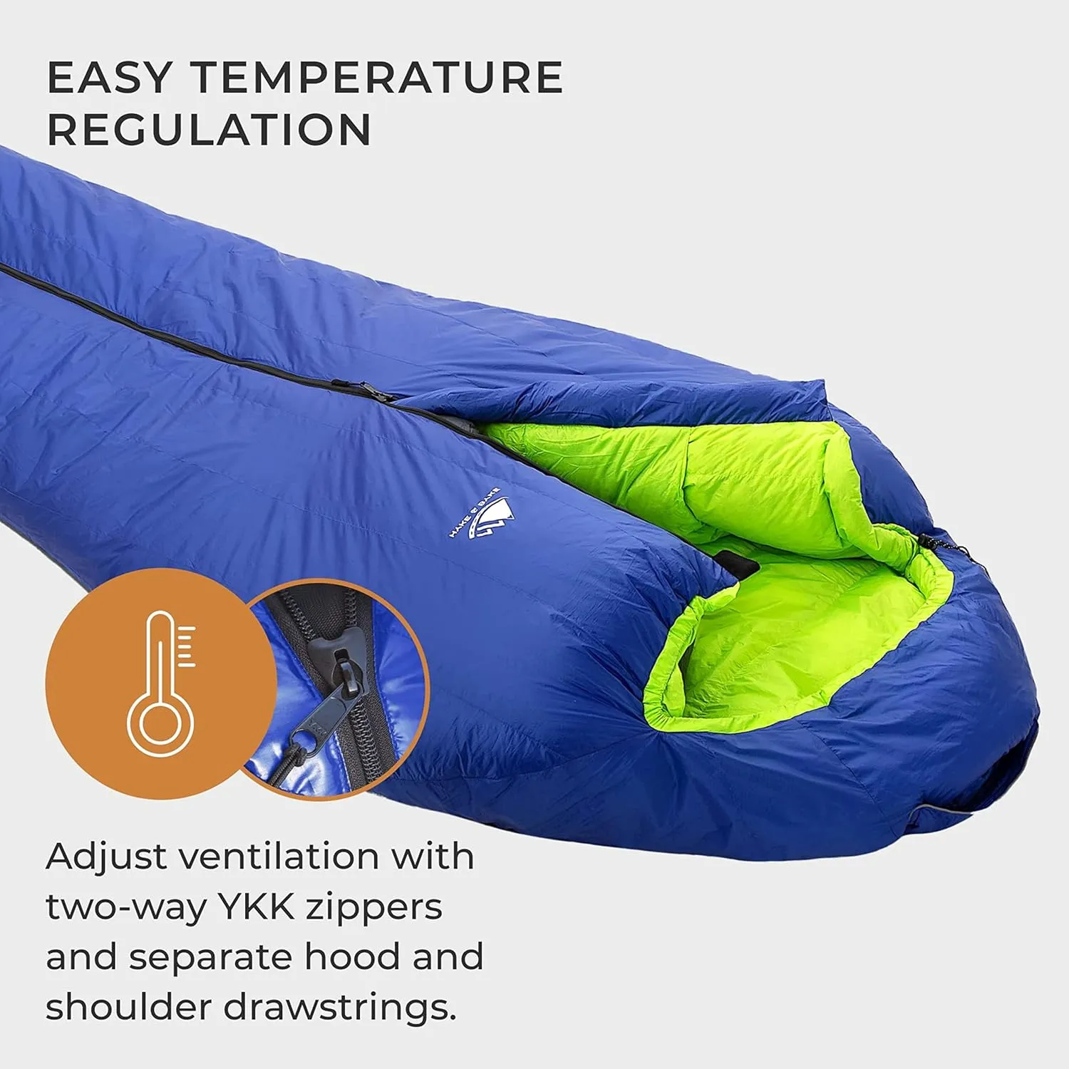 Hyke & Byke Antero 0 F Hiking & Camping Hammock Sleeping Bag - 4 Season, 800FP Goose Down Sleeping Bag - Ultralight