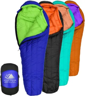Hyke & Byke Eolus 0°F Cold Weather Mummy Hiking & Backpacking Sleeping Bag - Goose Down 800 FP 4 Season Sleeping Bags for Adults - Ultralight with Compression Stuff Sack