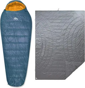 iClimb 1 3M Thinsulate Insulation Sleeping Bag and 1 3M Thinsulate Insulation Warm Camping Blanket Bundle, Ultralight Compact for Single Person Outdoor Backpacking Camping Hiking Motorcycling
