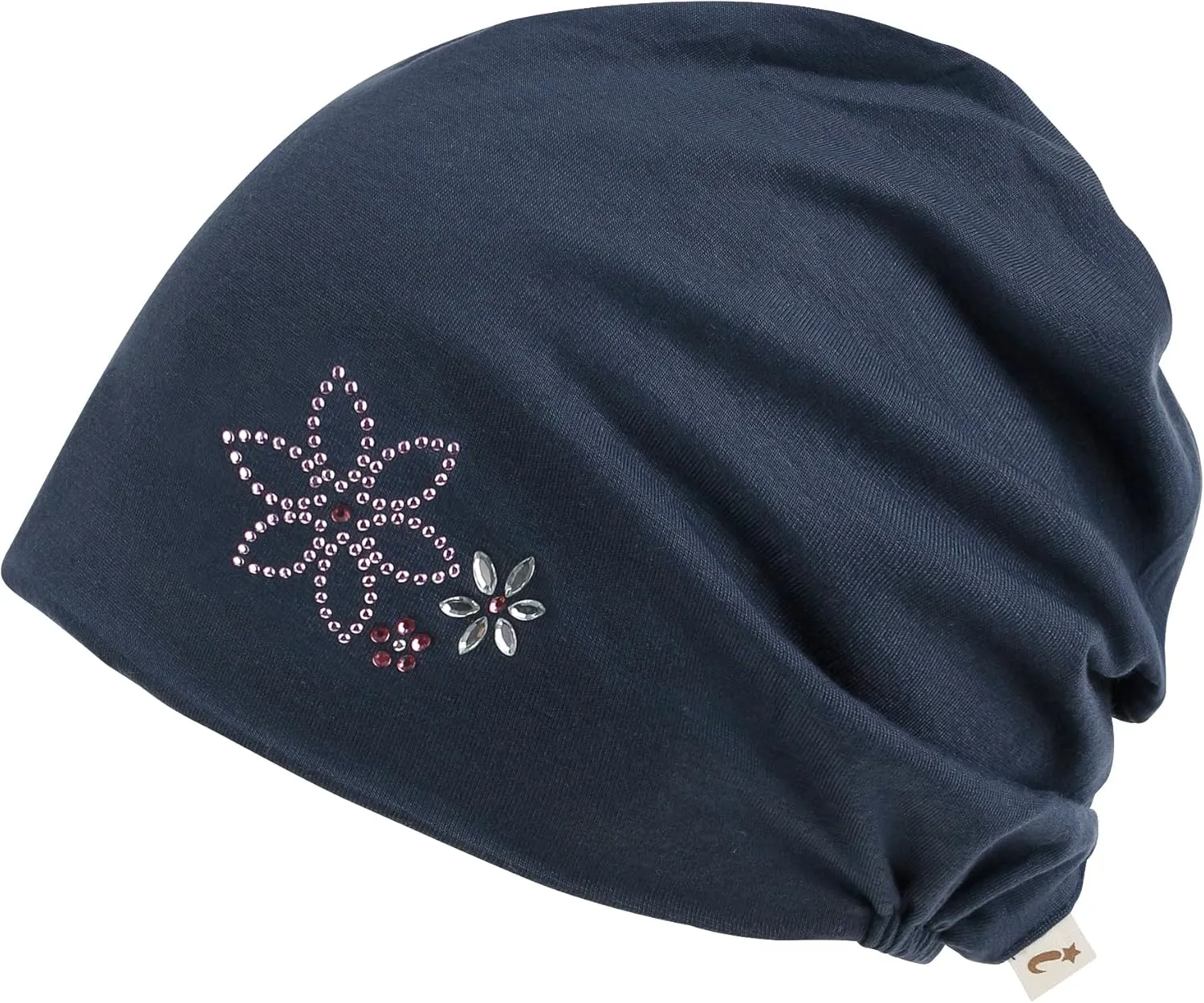 ililily Tencel Lyocell Flower Trim Chemo Hair Loss Beanie Ultra Soft Stretchable Head Cover Sleep Hat
