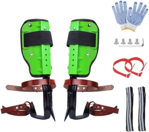 iMeshbean Tree Climbing Spikes,Upgraded Cow Leather Tree Climbing Spikes Set,Height Adjustable Pole Climbing Spurs Steel Climbing 2 Gears with Cattle Hide Leggings Straps for Outdoor Activities