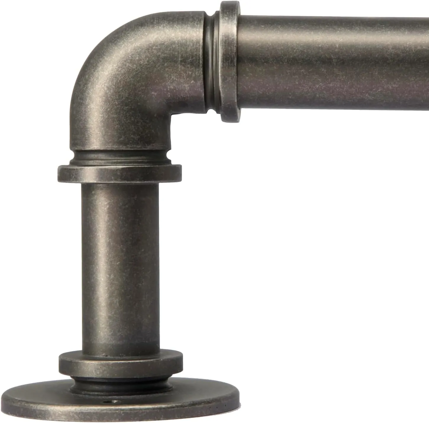 Industrial Curtain Rods for Windows 18 to 88 Inch, 1 Inch Blackout Wrap Around Drapery Rods, Adjustable Farmhouse Curtain Pole, Wall or Ceiling Mounted, for Living Room, Antique Silver