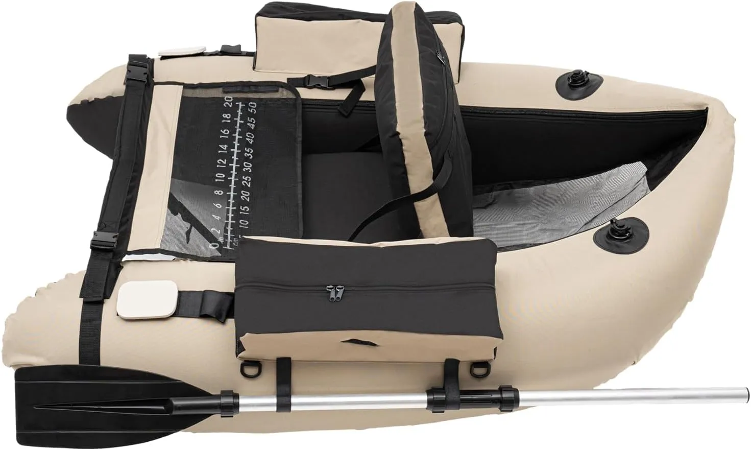 Inflatable Boat, Inflatable Fishing Boat, Portable Boat Raft Kayak with Accessories Pole Holders Cushions Grab Line Outdoor Fishing Boat for Adults, Kids Outdoor Fishing Boat (Khaki)