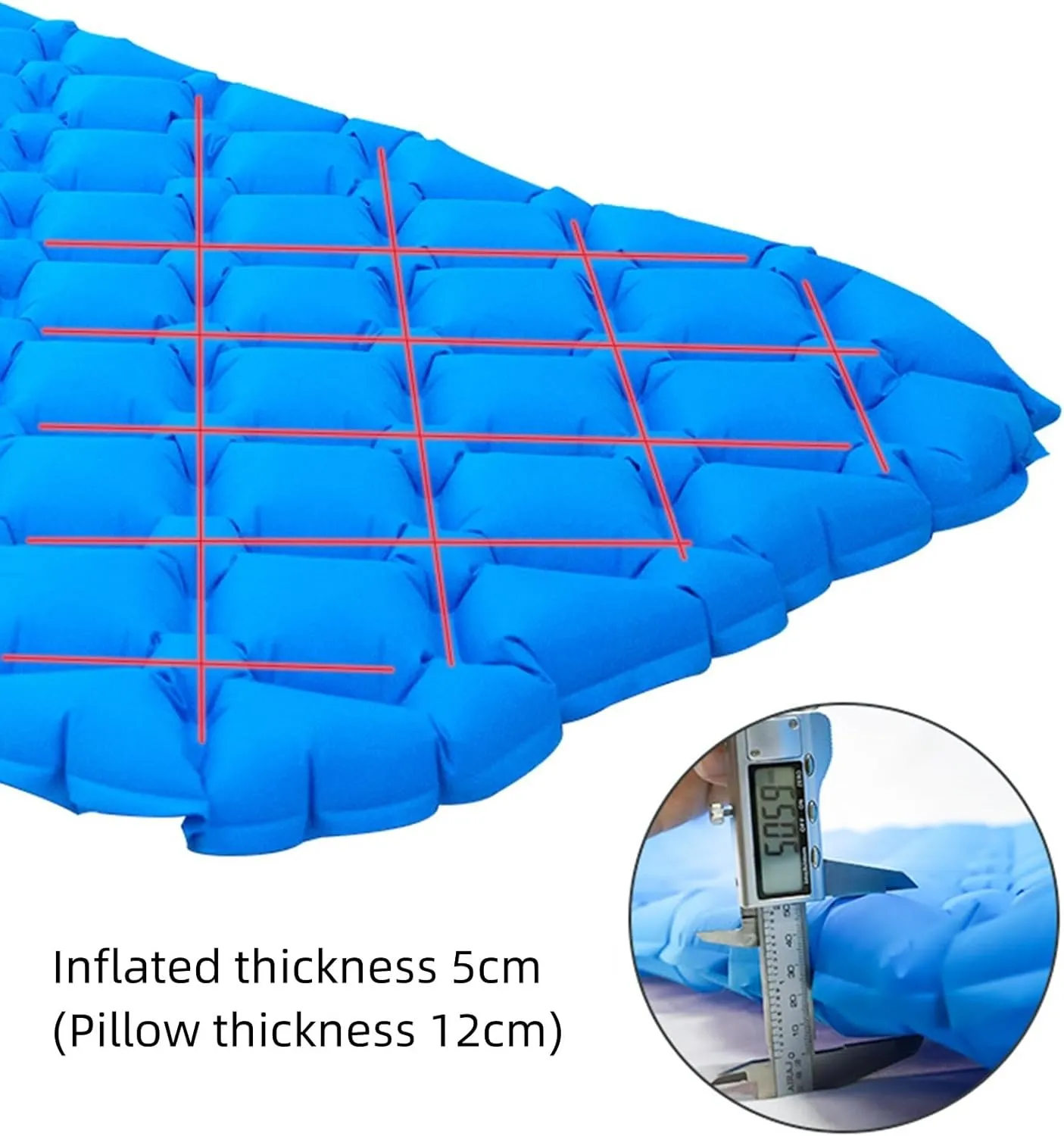Inflatable Camping Mat with Pillow, Ultralight Foldable Sleeping Pad with Built-in Foot Pump, for Outdoor Hiking Travel Backpacking(Color:Green)