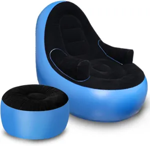 Inflatable Couch with Armrest＆Ottoman, Blow Up Lounger Chair,Folding Air Chair for Adults,Inflatable Lazy Sofa Perfect for Rooms, Camping or Home(Without Pump)