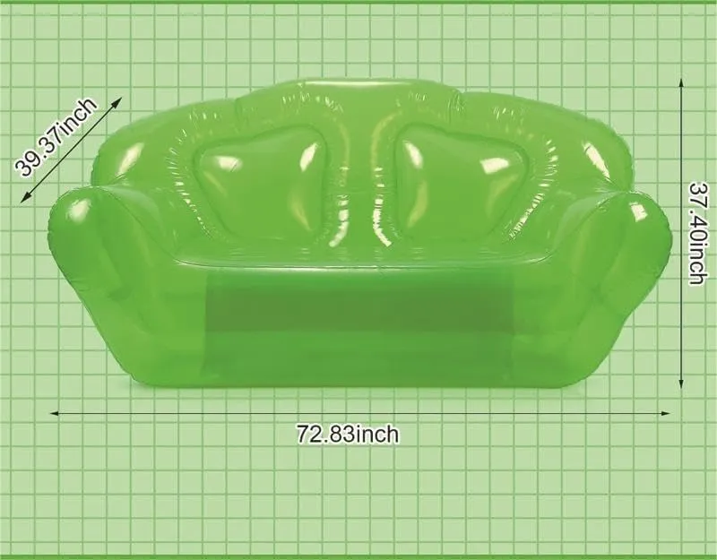 Inflatable Sofa Seat Double Blow-up Chair Patio Portable Air Sofa Camping Outdoor Beach Room Hiking Picnic Music Festival Furniture Living Room Lazy Recliner Bed Lunch Break Folding (Green)