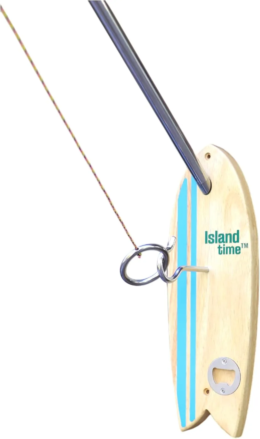 Island Time Ring Toss Game for Adults & Kids - Bottle Opener PRO Edition - Hook and Ring Game for Indoor & Outdoor Use - Light Weight Solid Acadia Wood Backboard with String and Hooks - Easy Set Up