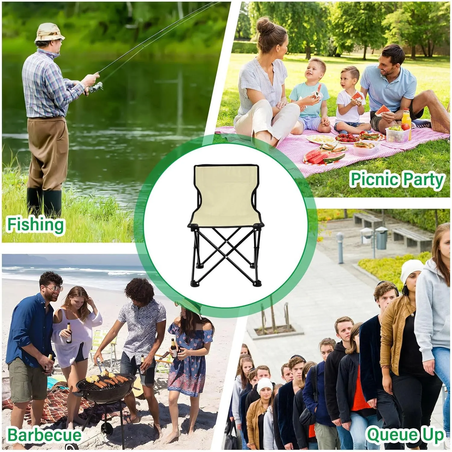 J JOYSAY Light Yellow Portable Camping Chair Lightweight Outdoor Folding Chair for Adults Backpacking Chair for Outside Camping Hiking Travel Sports Beach