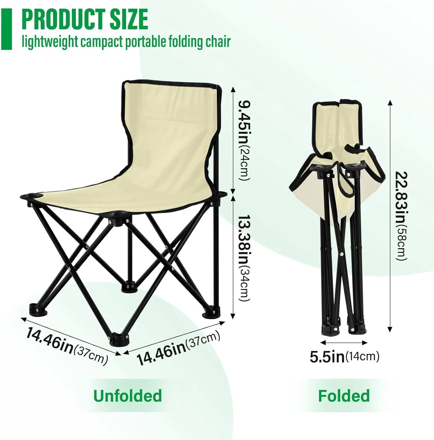 J JOYSAY Light Yellow Portable Camping Chair Lightweight Outdoor Folding Chair for Adults Backpacking Chair for Outside Camping Hiking Travel Sports Beach