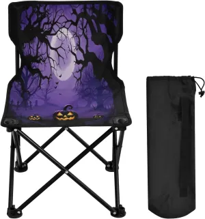 J JOYSAY Pumpkins Lantern Halloween Purple Portable Camping Chair Lightweight Outdoor Folding Chair for Adults Lawn Chair for Outside Camping Sports Beach Hiking Travel