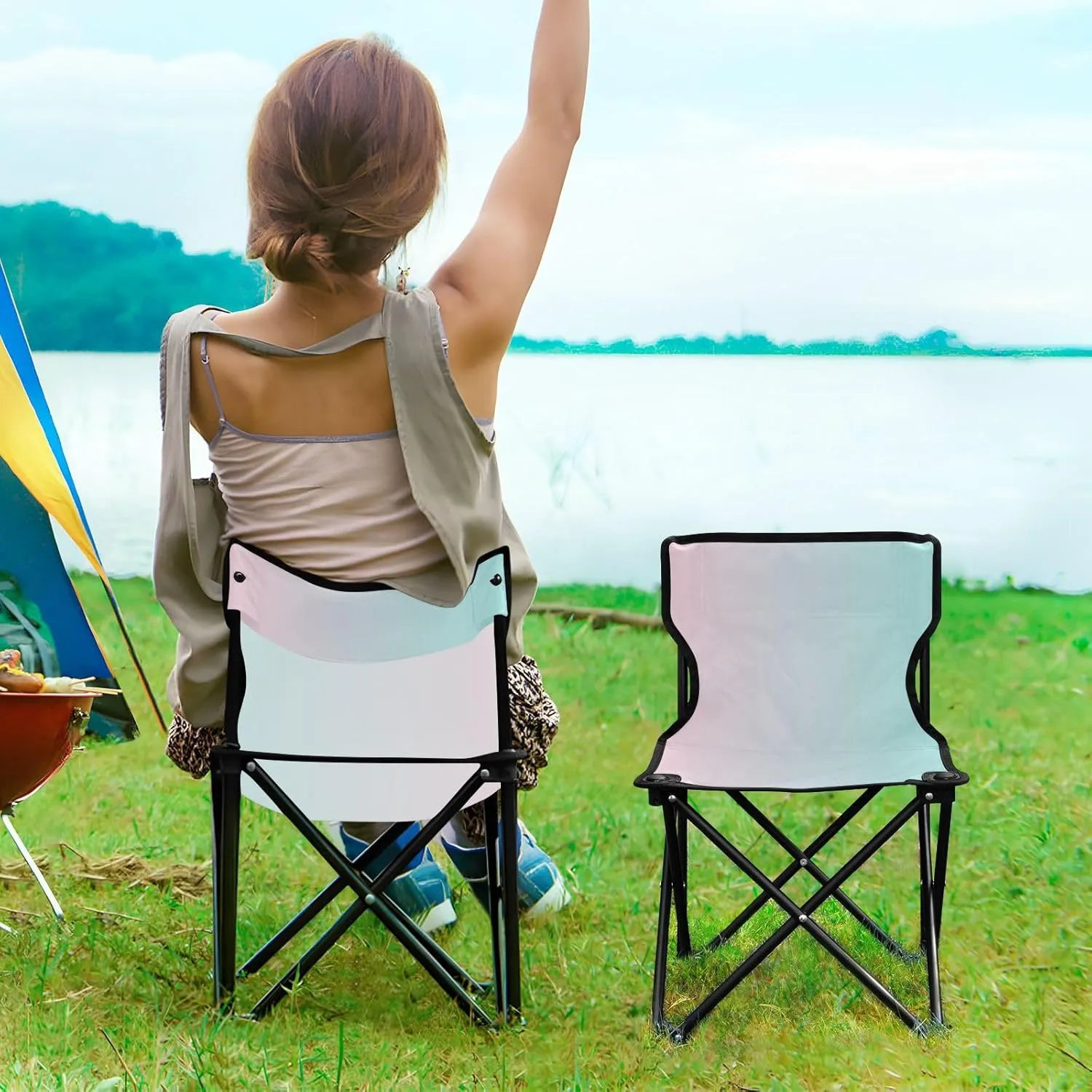 J JOYSAY Rare Wind Gradient Portable Camping Chair Lightweight Outdoor Folding Chair for Adults Lawn Chair for Outside Camping Travel Beach Sports Hiking
