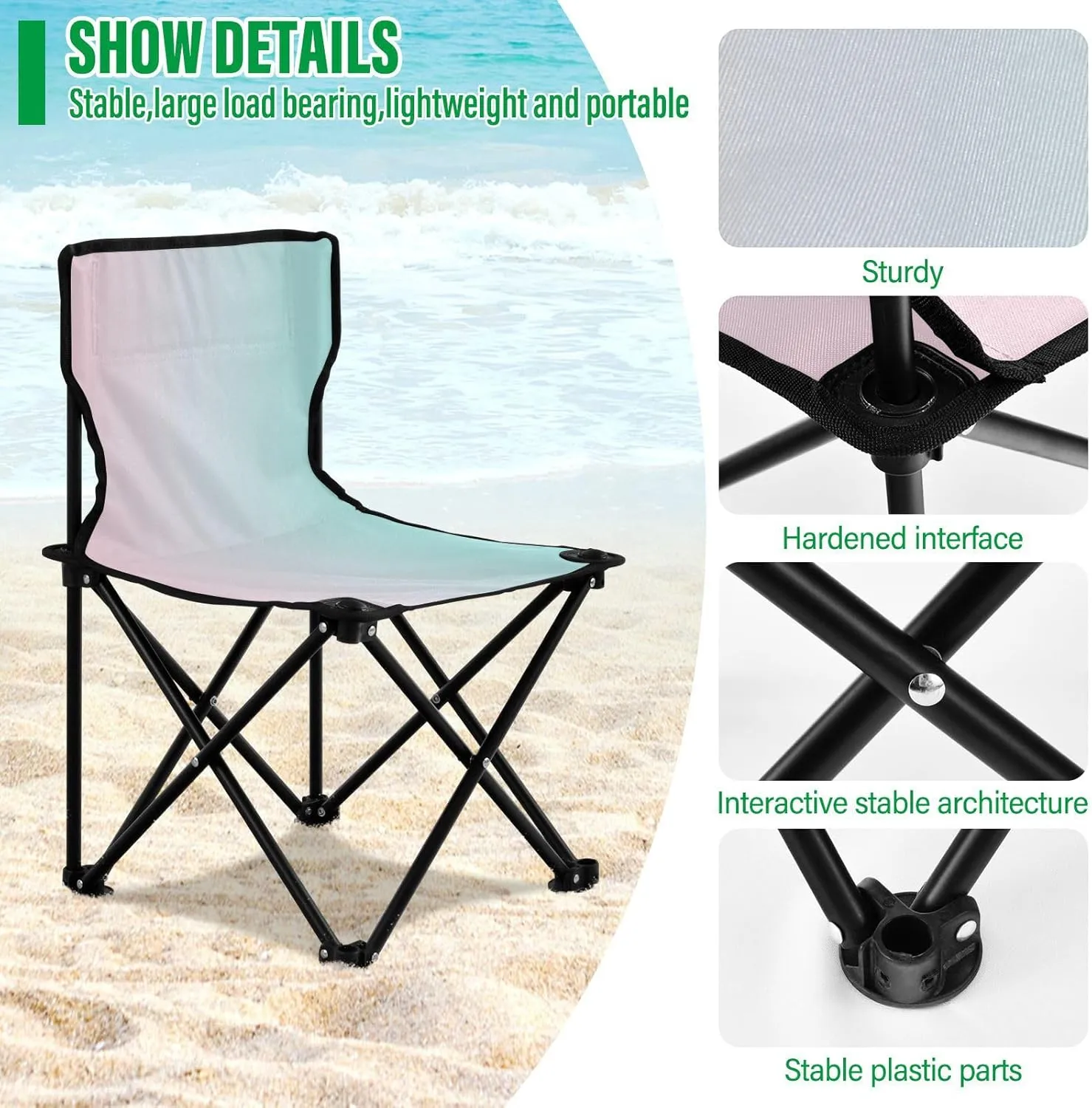 J JOYSAY Rare Wind Gradient Portable Camping Chair Lightweight Outdoor Folding Chair for Adults Lawn Chair for Outside Camping Travel Beach Sports Hiking